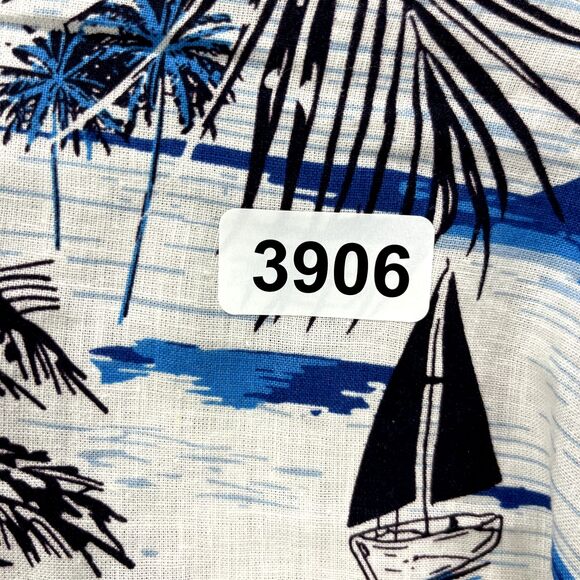 C&C California Top womens Large Blue crop front tie button beach Hawaiian Blouse - Picture 16 of 16